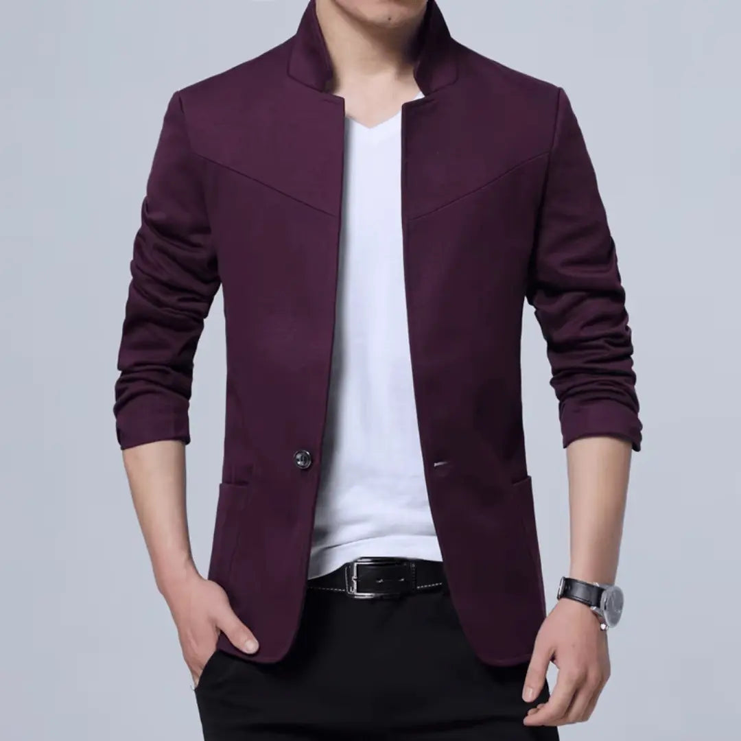 Herren Blazer | Moderner Stehkragen Slim | Elegant Kleider Look