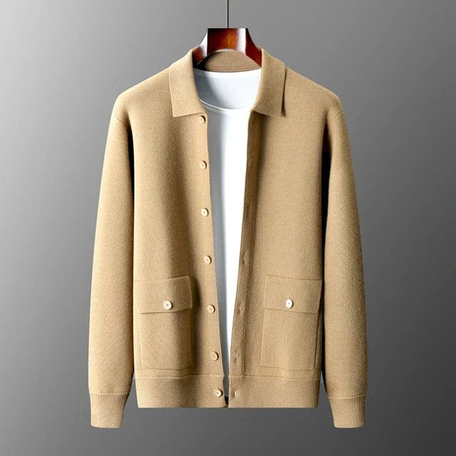 Cardigan Herren | Knopfleiste mit Kragen | Kleider Herren Klassisch