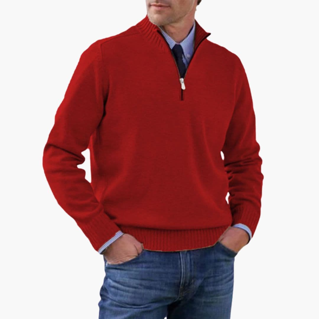 Pullover Herren | Halbzip Gerippter Saum | Modern Herren Pulli
