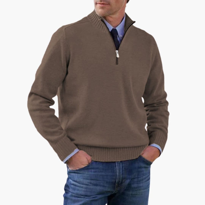 Pullover Herren | Halbzip Gerippter Saum | Modern Herren Pulli