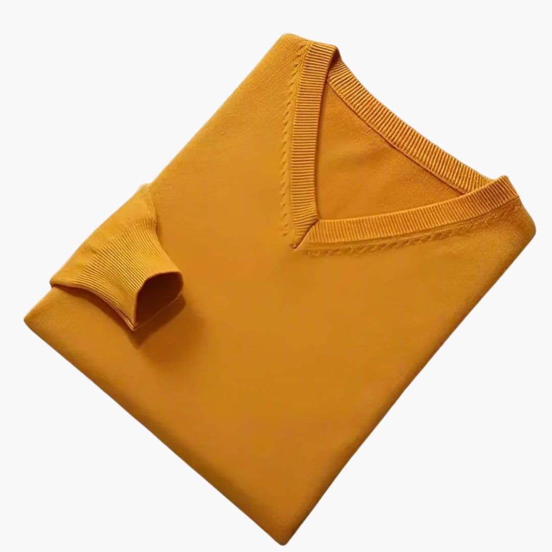 Pullover Herren | V-Ausschnitt Ribbesatz | Klassisch Warm Herren Pulli