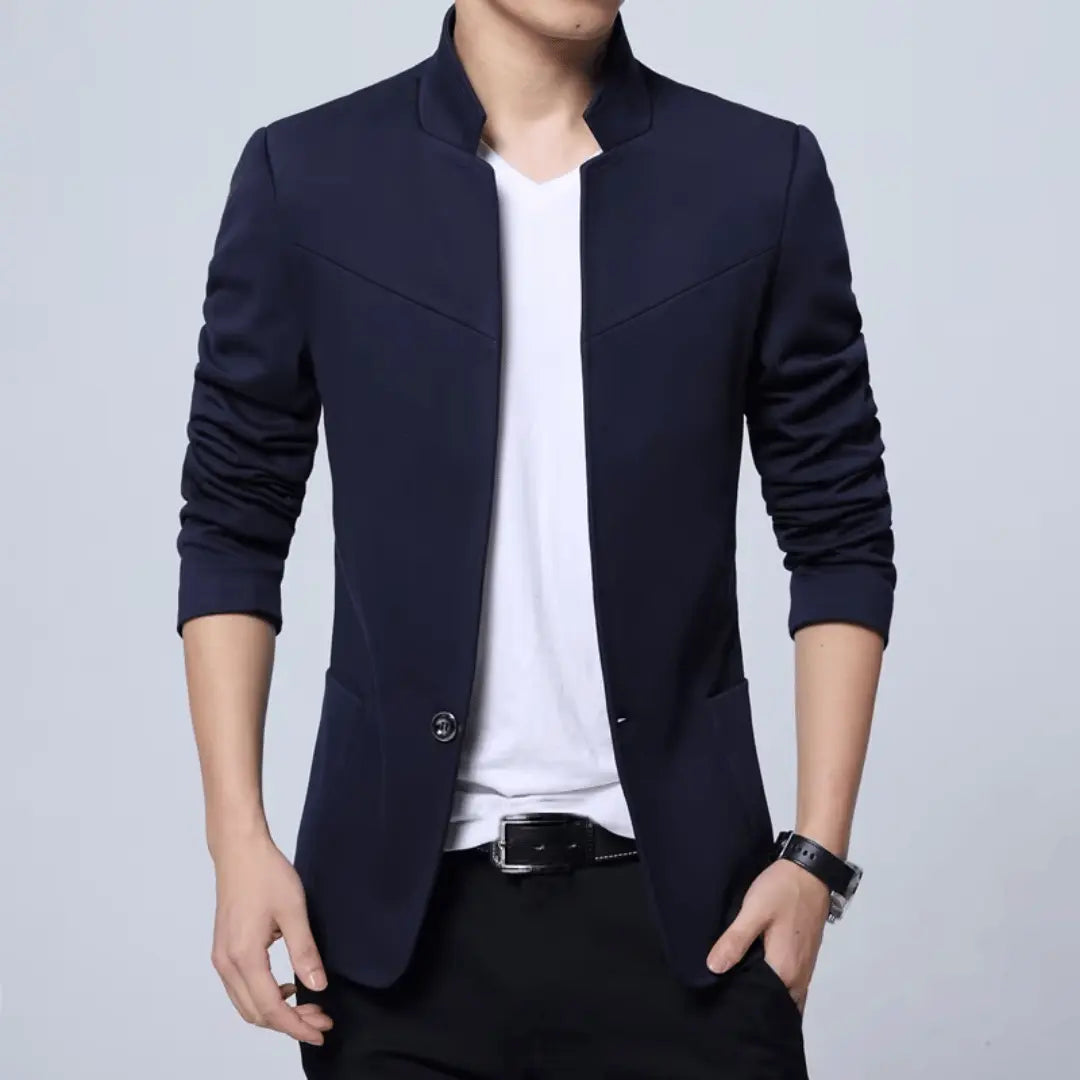 Herren Blazer | Moderner Stehkragen Slim | Elegant Kleider Look