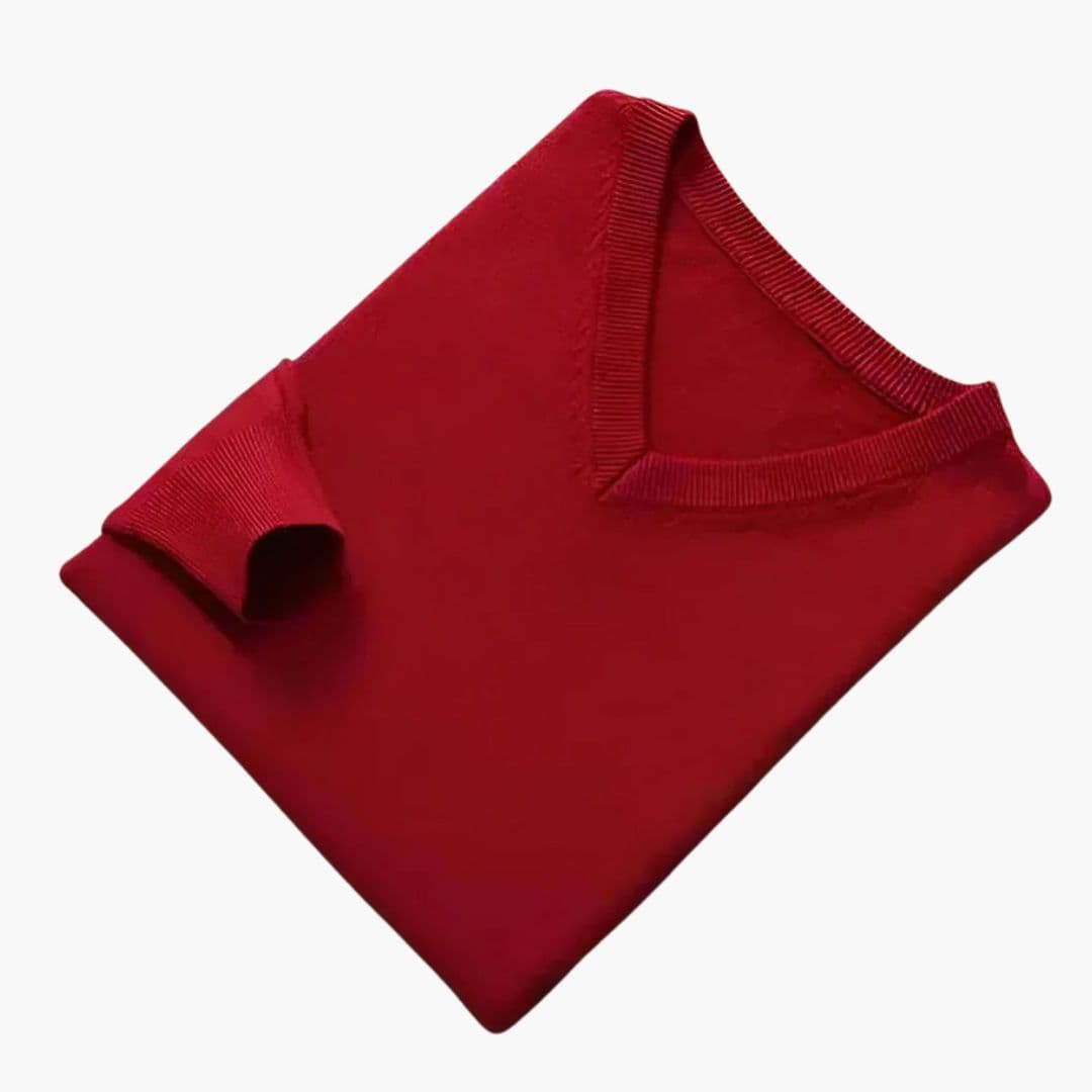 Pullover Herren | V-Ausschnitt Ribbesatz | Klassisch Warm Herren Pulli