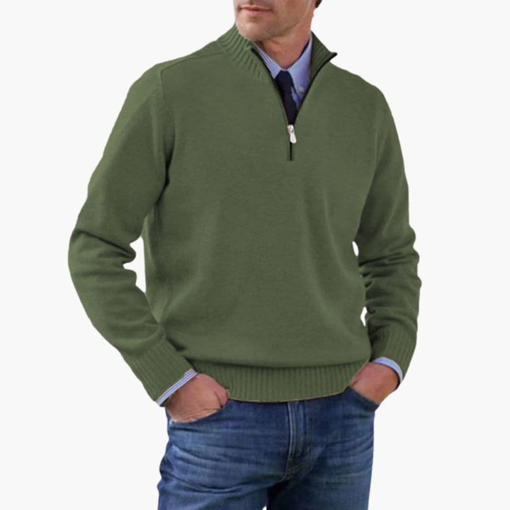 Pullover Herren | Halbzip Gerippter Saum | Modern Herren Pulli