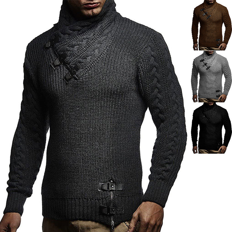 Strickpullover Herren | Grobstrick Stehkragen | Modischer Pullover