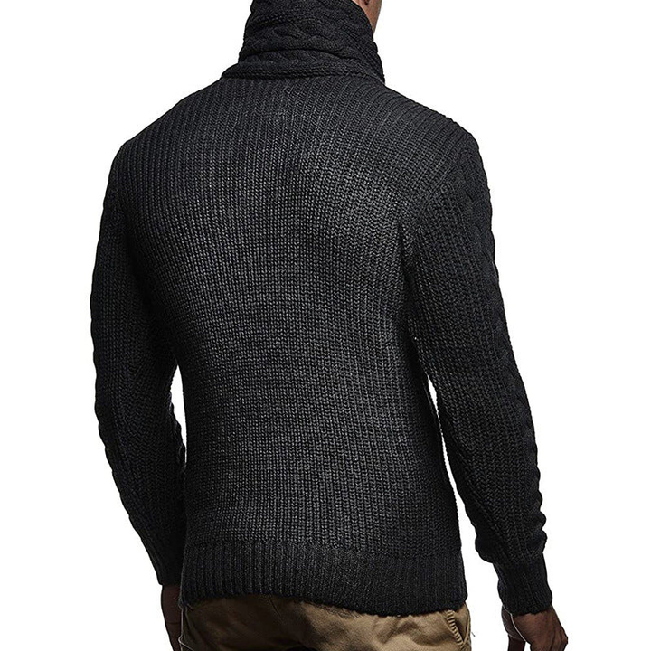 Strickpullover Herren | Grobstrick Stehkragen | Modischer Pullover