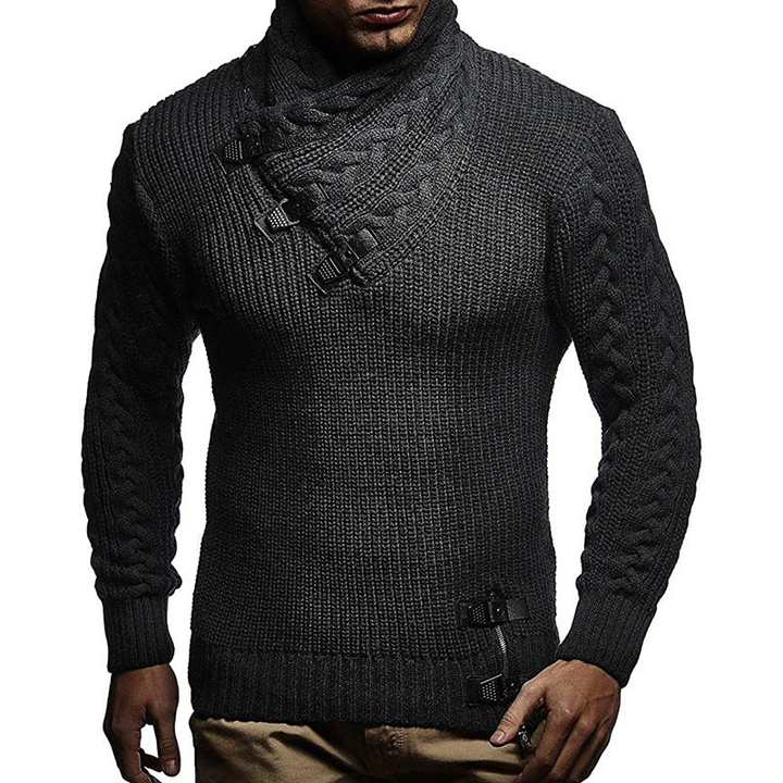 Strickpullover Herren | Grobstrick Stehkragen | Modischer Pullover