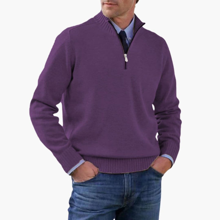 Pullover Herren | Halbzip Gerippter Saum | Modern Herren Pulli