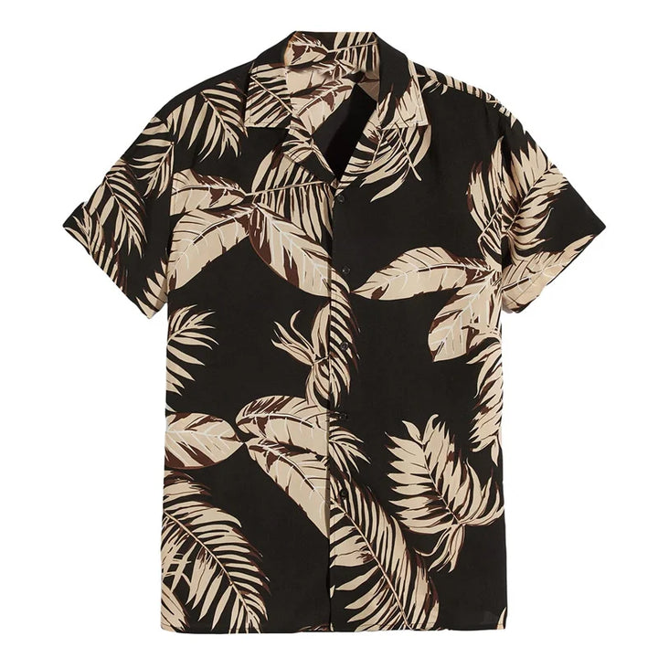Herren Shirt | Abstraktes Linienmuster | Offener Kragen | Sommer