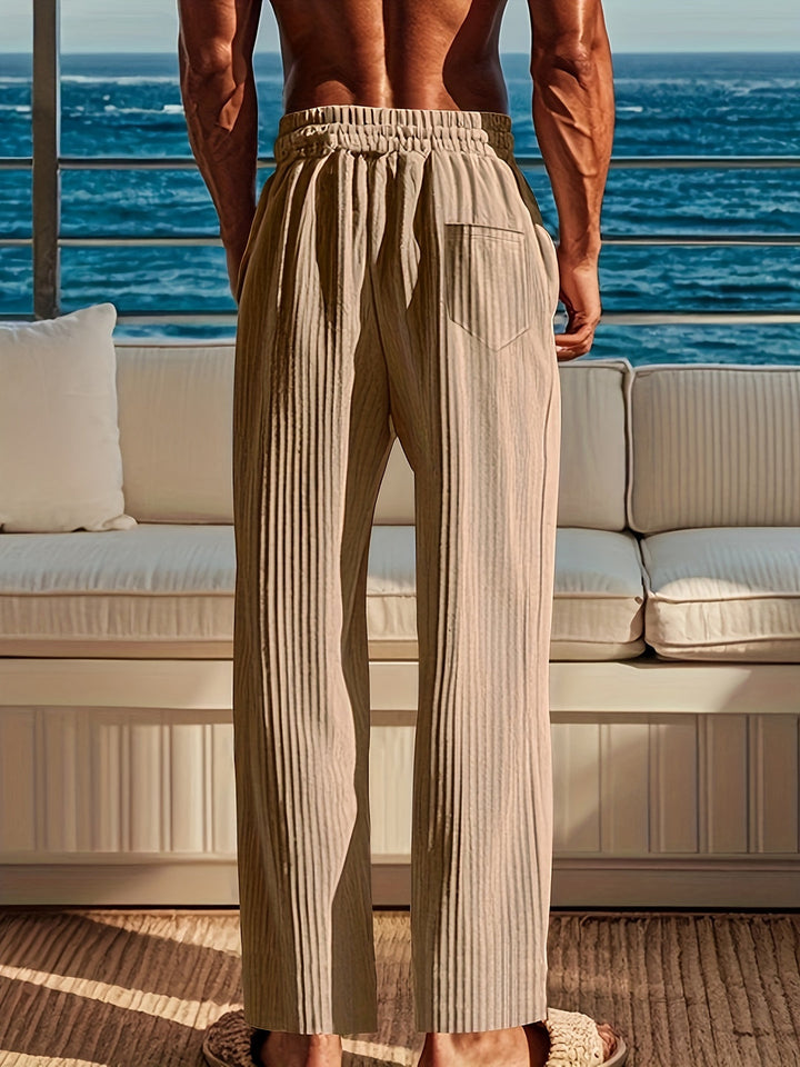Herren Hose | Gerippte Struktur &amp; Kordelzug | Sommer