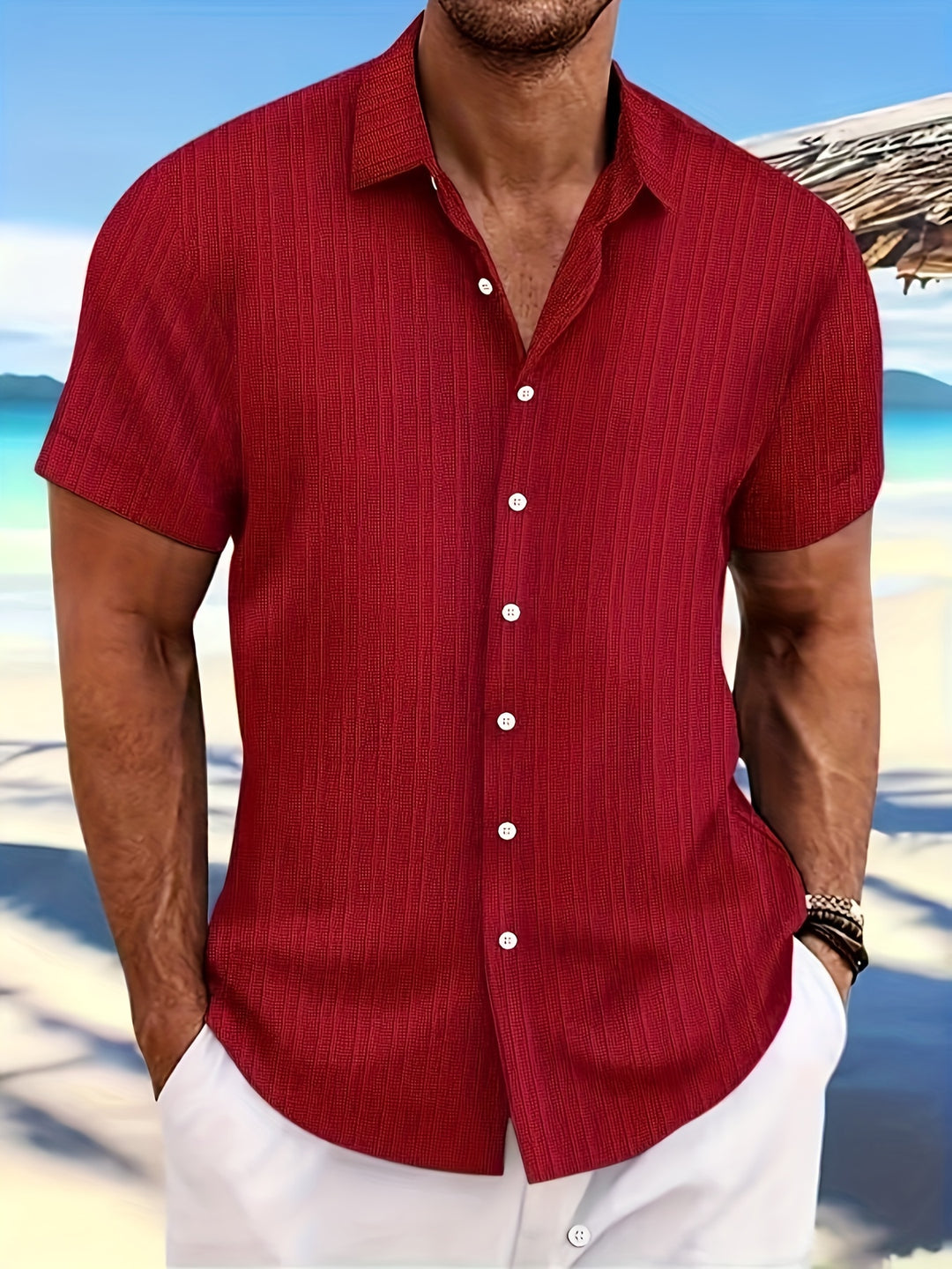 Herren Hemd | Elegant Slimfit | Kurzarm Knopfleiste | Sommer