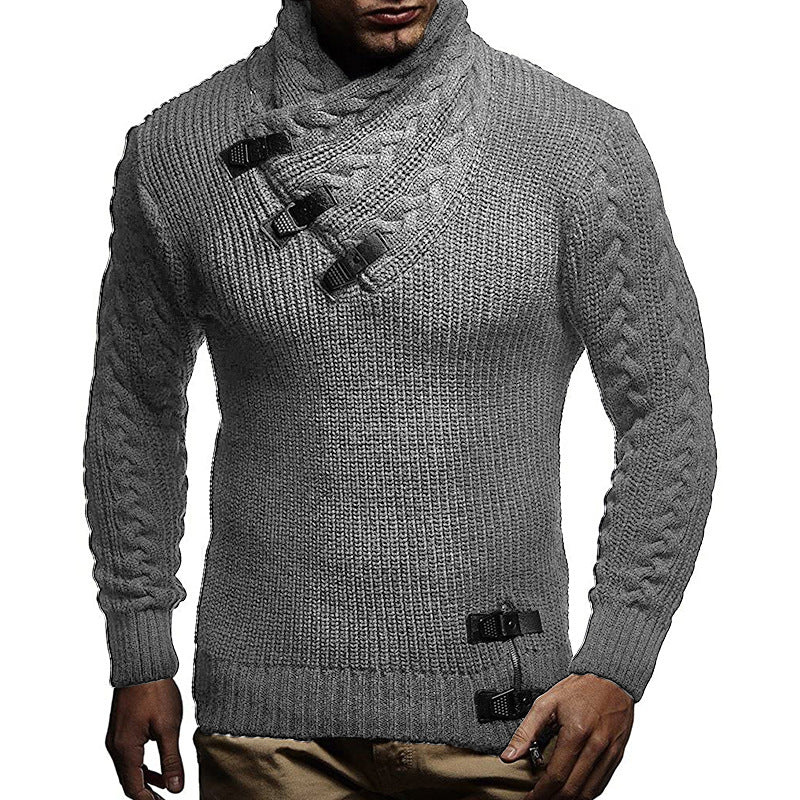 Strickpullover Herren | Grobstrick Stehkragen | Modischer Pullover