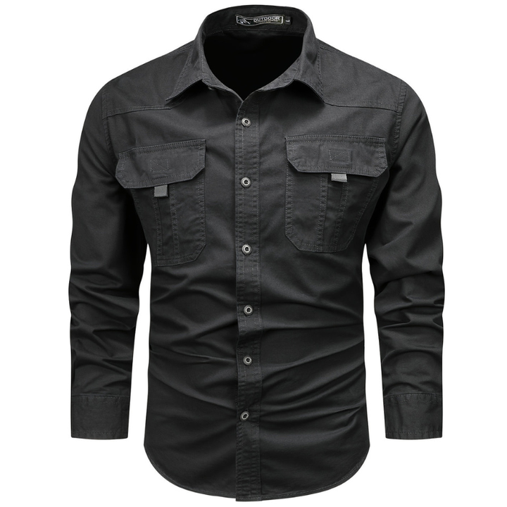 Cargo Hemd Herren | Langarm Shirt Funktional | Kleider Herren Stil