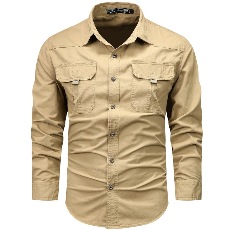 Cargo Hemd Herren | Langarm Shirt Funktional | Kleider Herren Stil
