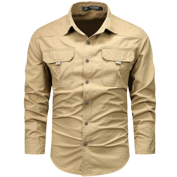 Cargo Hemd Herren | Langarm Shirt Funktional | Kleider Herren Stil