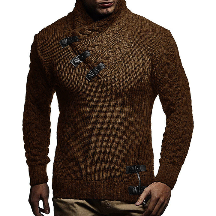 Strickpullover Herren | Grobstrick Stehkragen | Modischer Pullover