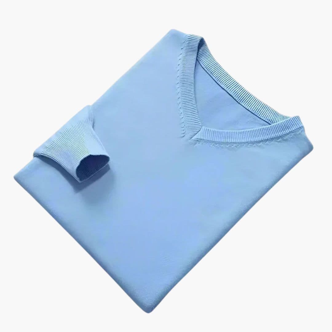 Pullover Herren | V-Ausschnitt Ribbesatz | Klassisch Warm Herren Pulli