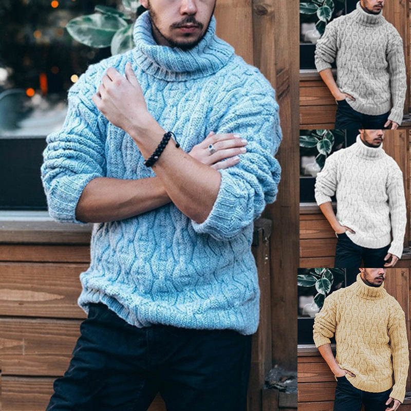 Strickpullover Herren | Hoher Kragen | Grobstrick Pullover