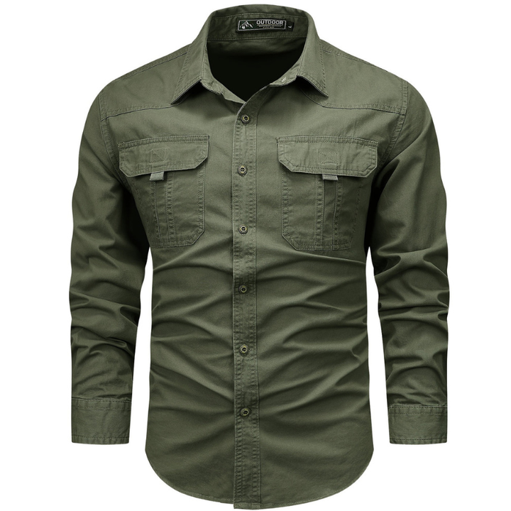Cargo Hemd Herren | Langarm Shirt Funktional | Kleider Herren Stil
