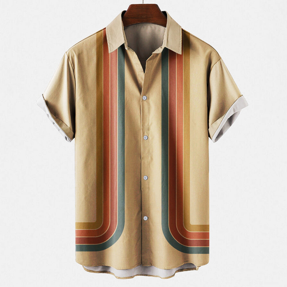 Herren Hemd | Retro | Kurzarm Mit Knöpfen | Frühling