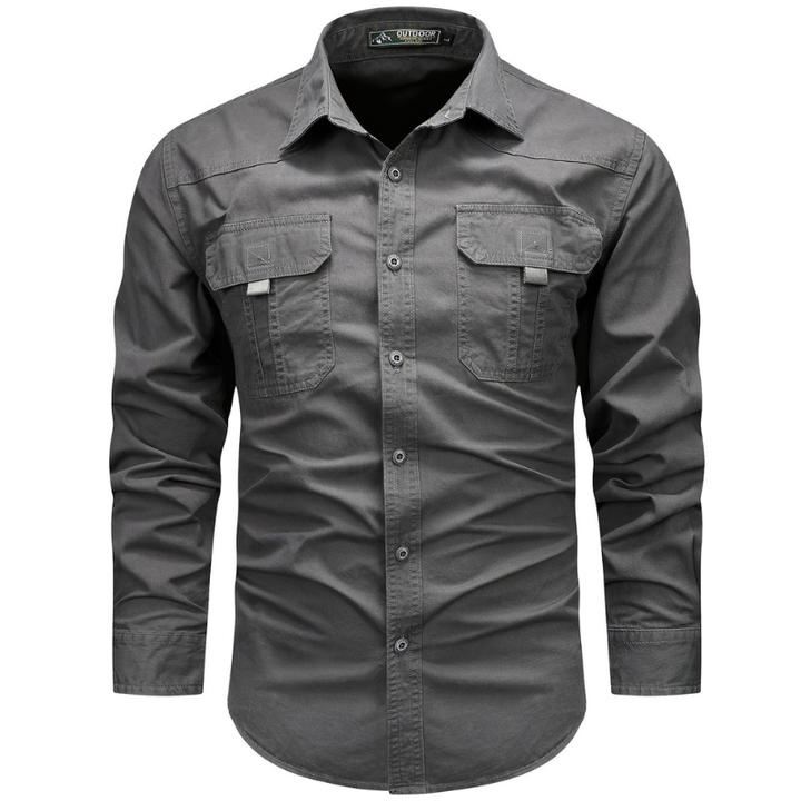 Cargo Hemd Herren | Langarm Shirt Funktional | Kleider Herren Stil