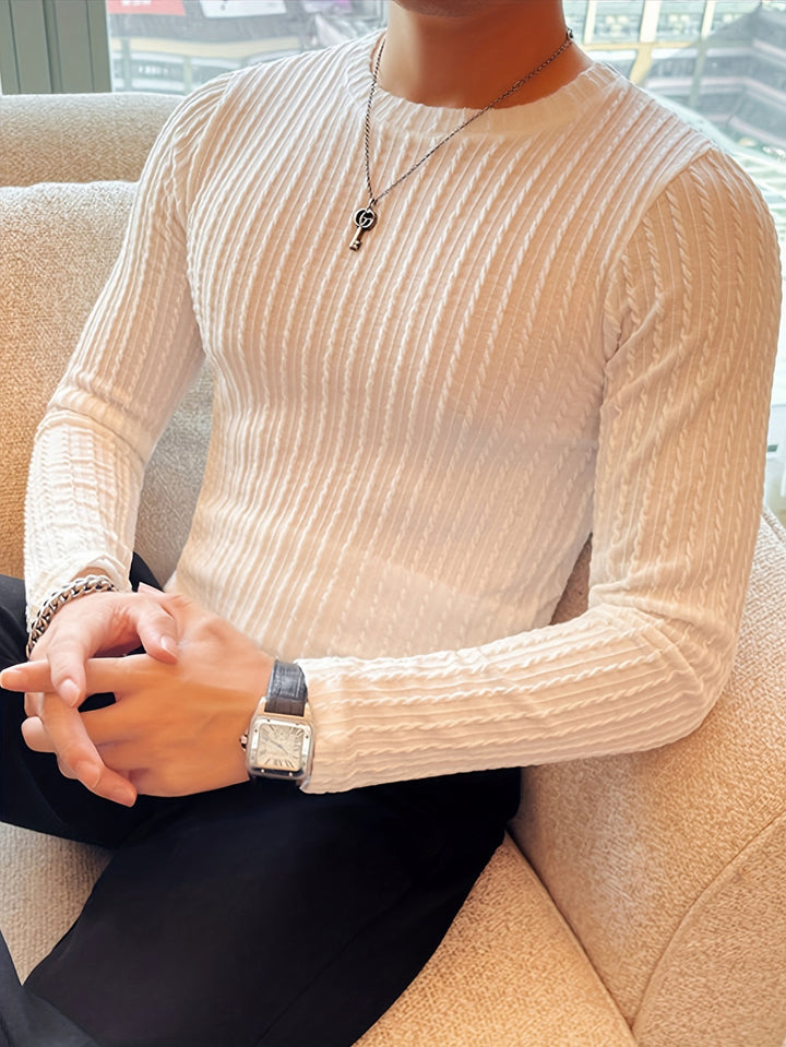 Herren Langarmshirt | Slimfit | Strukturmuster | Frühling