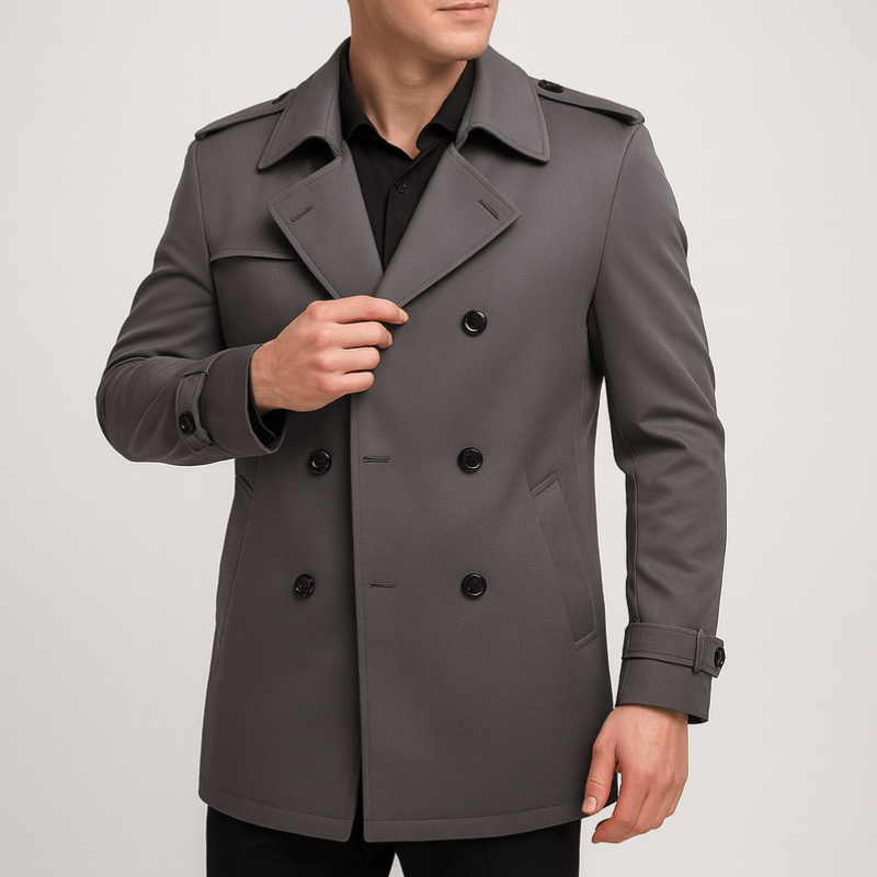 Winterjacke Herren | Zweireihiger Trenchmantel | Moderne Jacke Herren