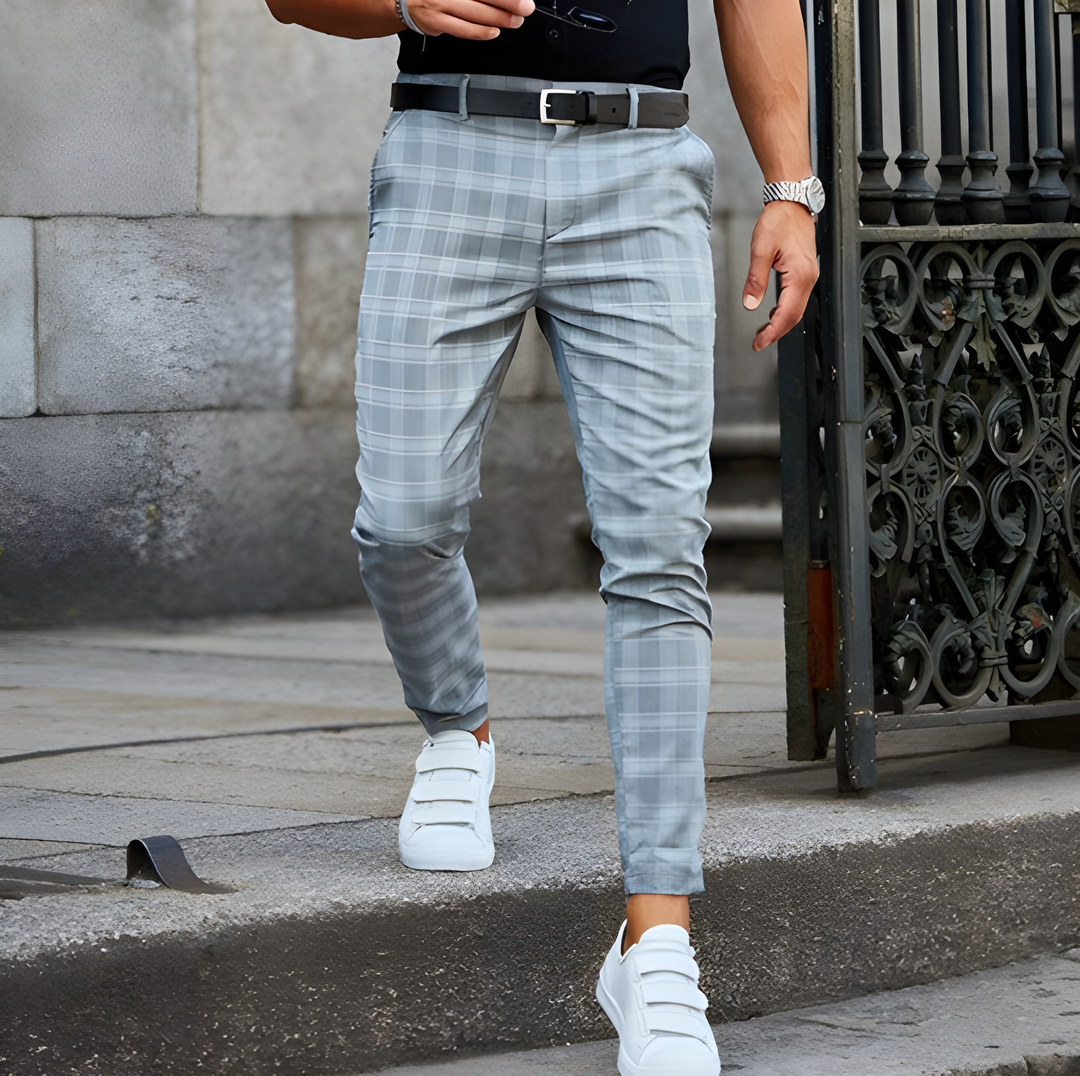 Herren Hose | Slim Fit | Kariert mit Stretch