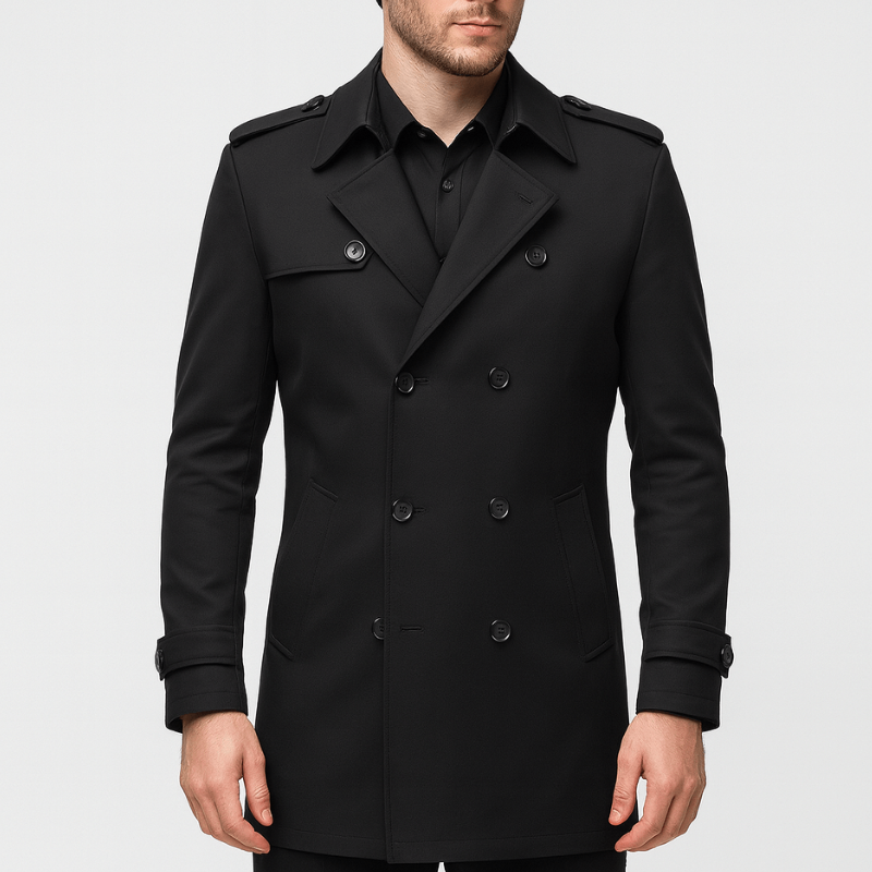 Winterjacke Herren | Zweireihiger Trenchmantel | Moderne Jacke Herren
