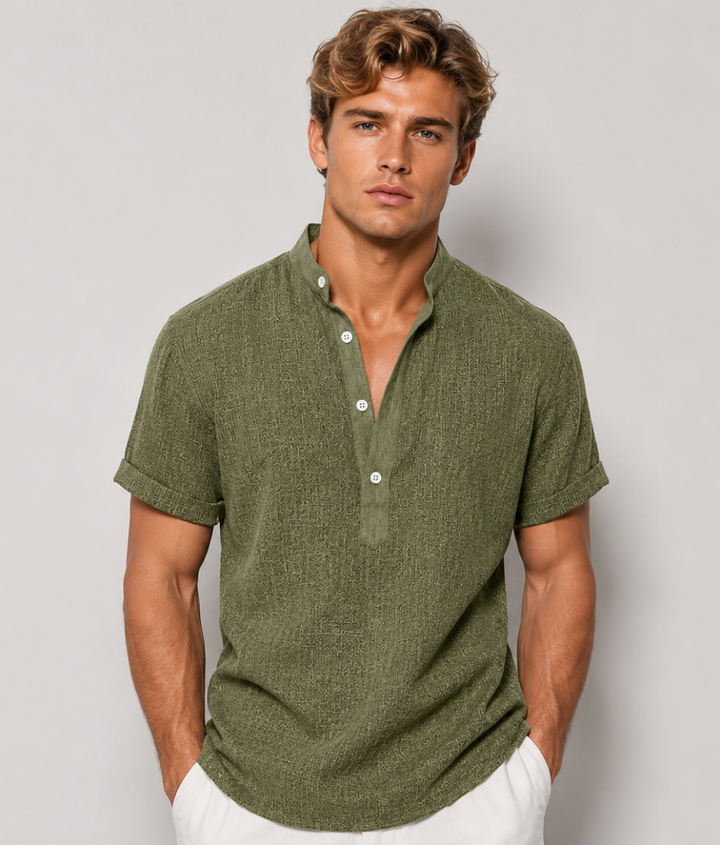 Herren Henley-Hemd | Gerade Passform | Mit Knopfleiste | Sommer