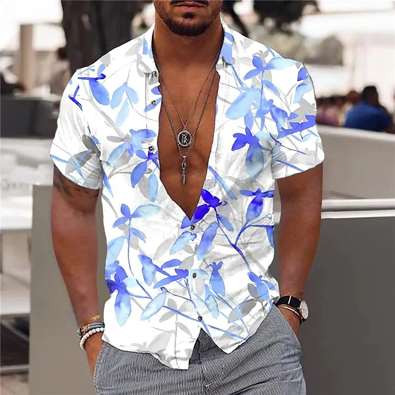 Herren Shirt | Kurzarm | Tropenprint | Sommer
