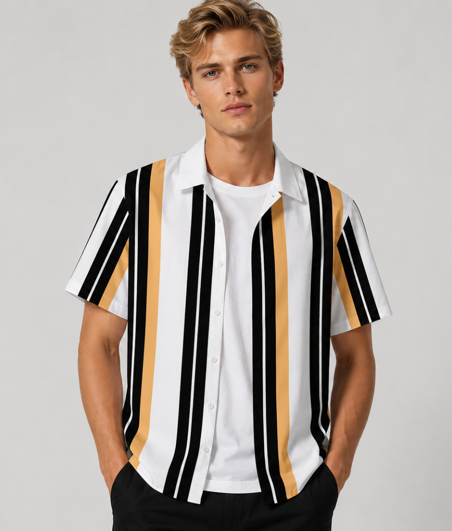 Herren Shirt | Mahjong-Muster | Retro-Stil | Sommer