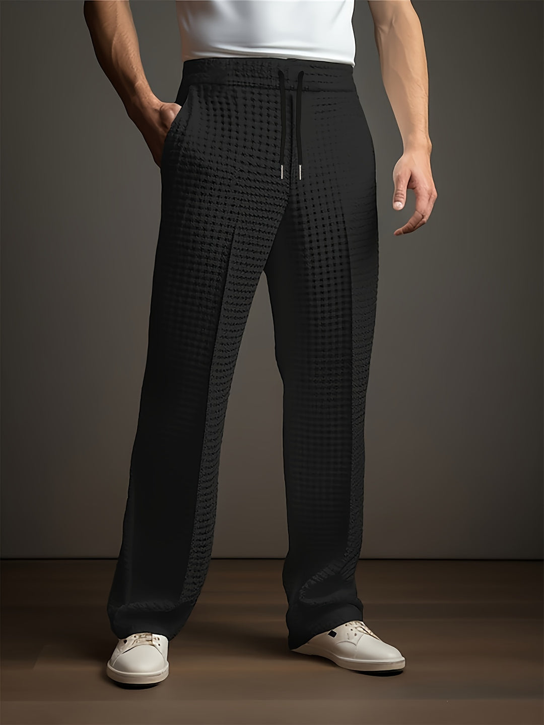 Herren Hose | Straight | Mit Kordelzug | Sommer Strukturiert