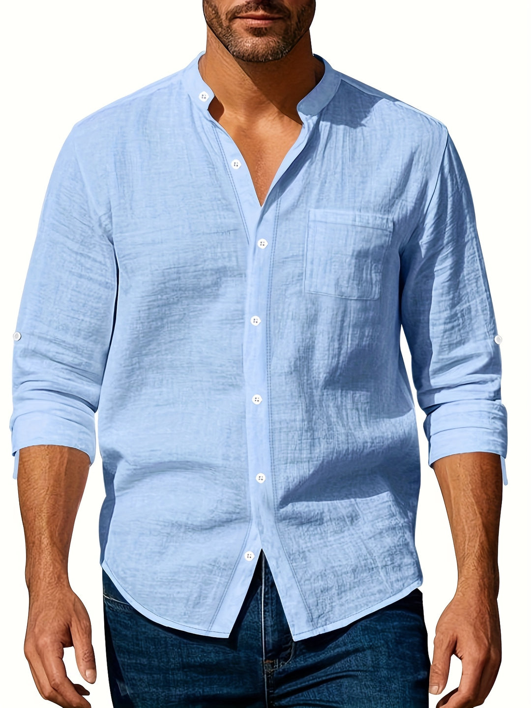 Herren Hemd | Straight | Stehkragen | Sommer
