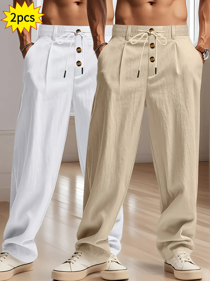 Herren Hose | Weite Beine | Mit Kordelzug | Sommer