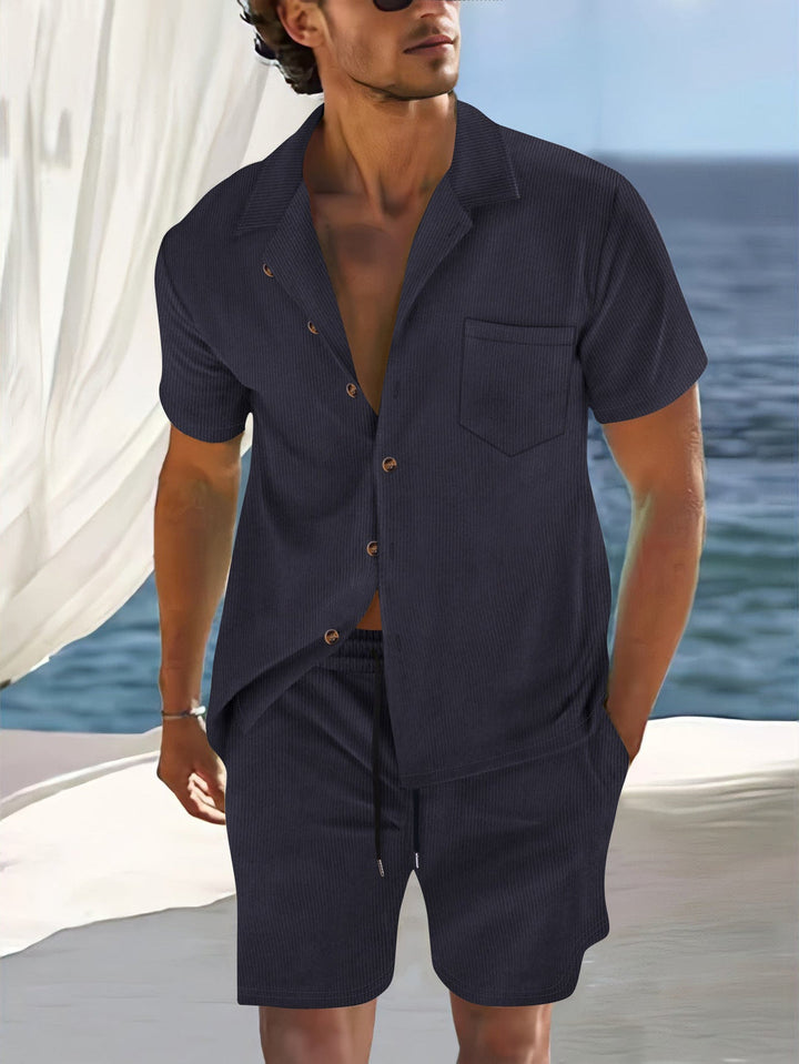Herren Set | Slimfit | Mit Knopfleiste | Sommer Coastline