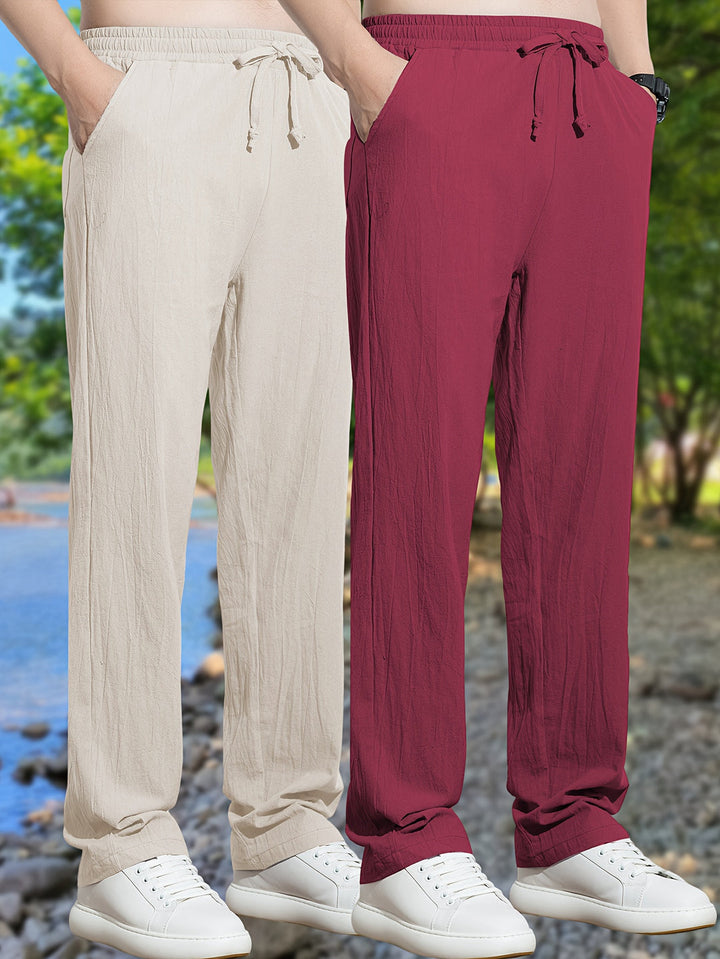 Herren Hose | Straight | Mit Kordelzug | Sommer