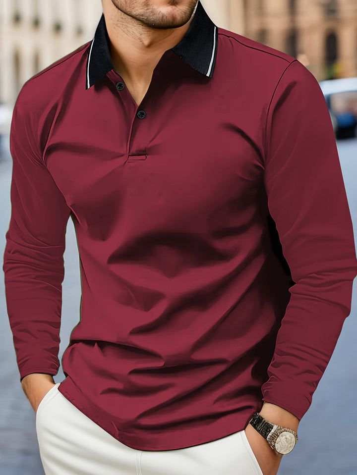 Herren Casual Rugbyshirt | V-Ausschnitt & Lange Ärmel | Frühling & Herbst | Polo