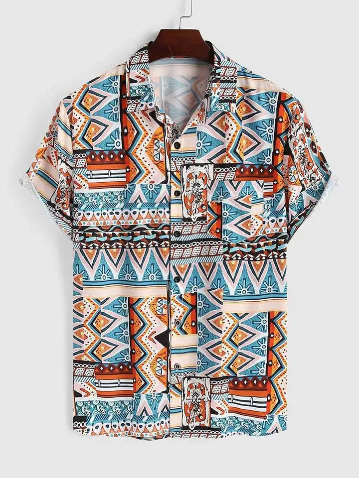 Herren Hemd | Oversized | Kurzarm | Sommer Tribal