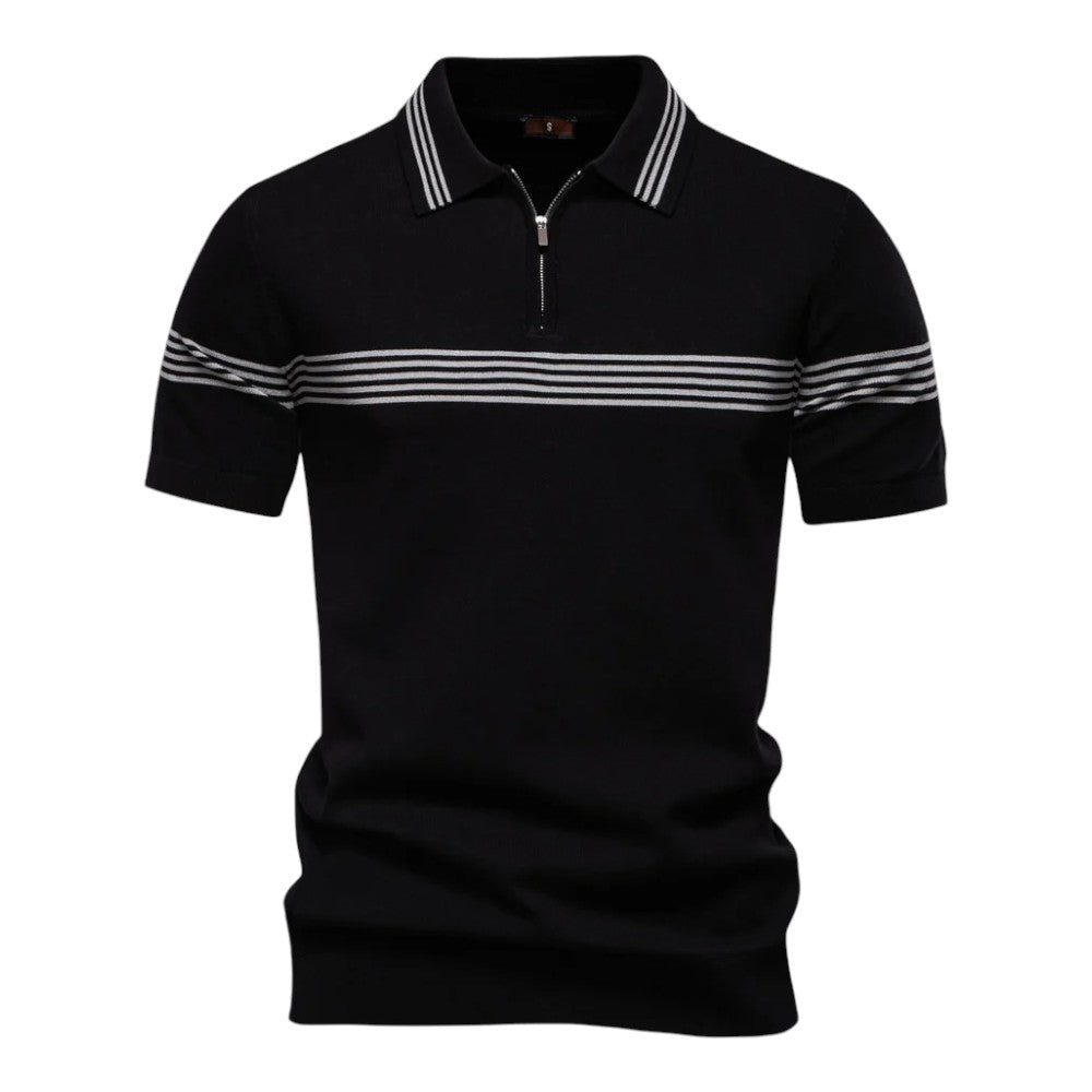 Herren Polo | Slimfit | Mit Reißverschluss | Streifen Detail Frühling