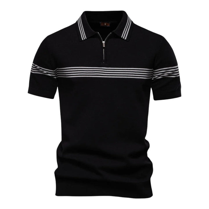 Herren Polo | Slimfit | Mit Reißverschluss | Streifen Detail Frühling
