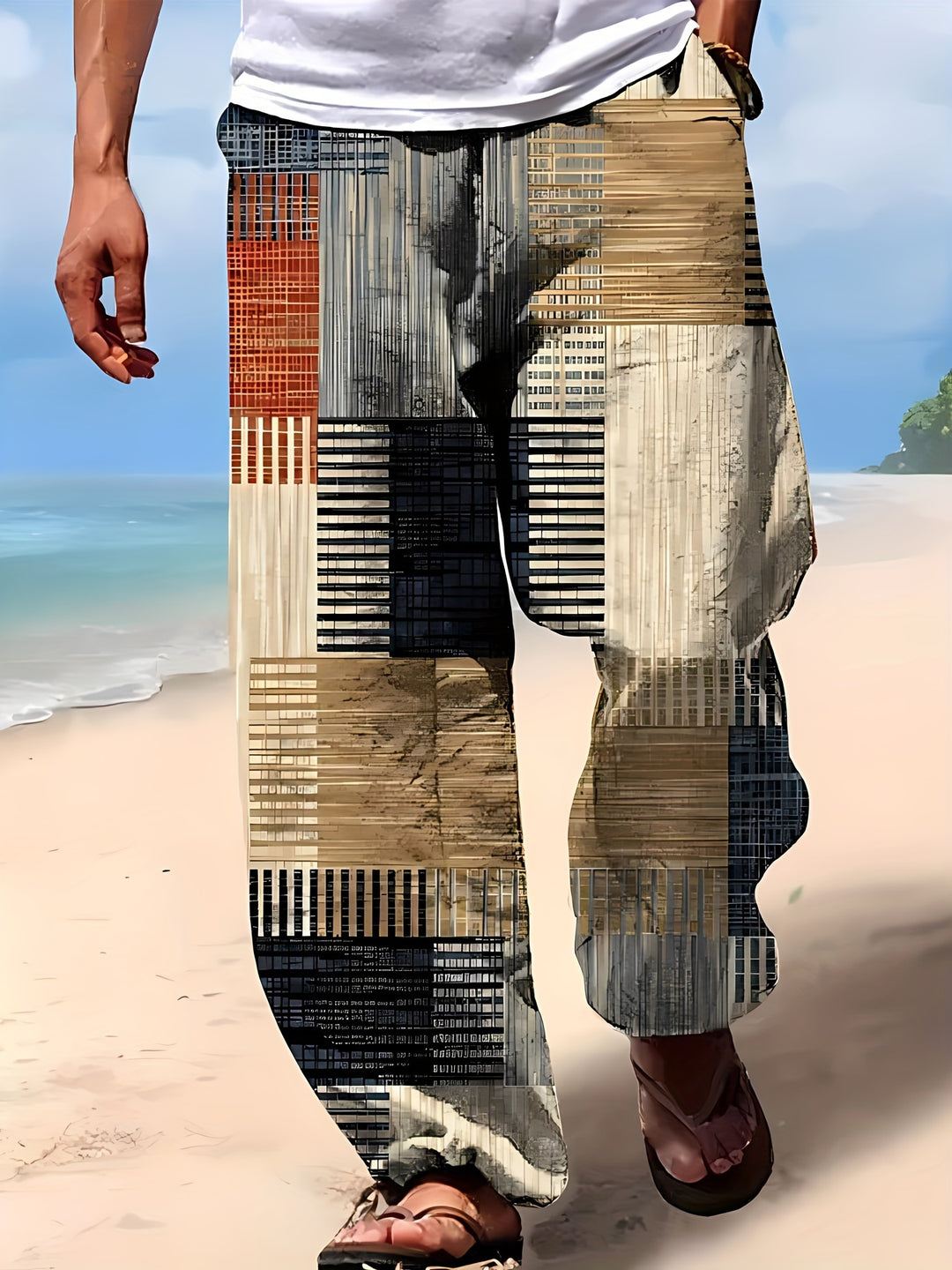 Herren Hose | Weite pijpen | Print | Sommer