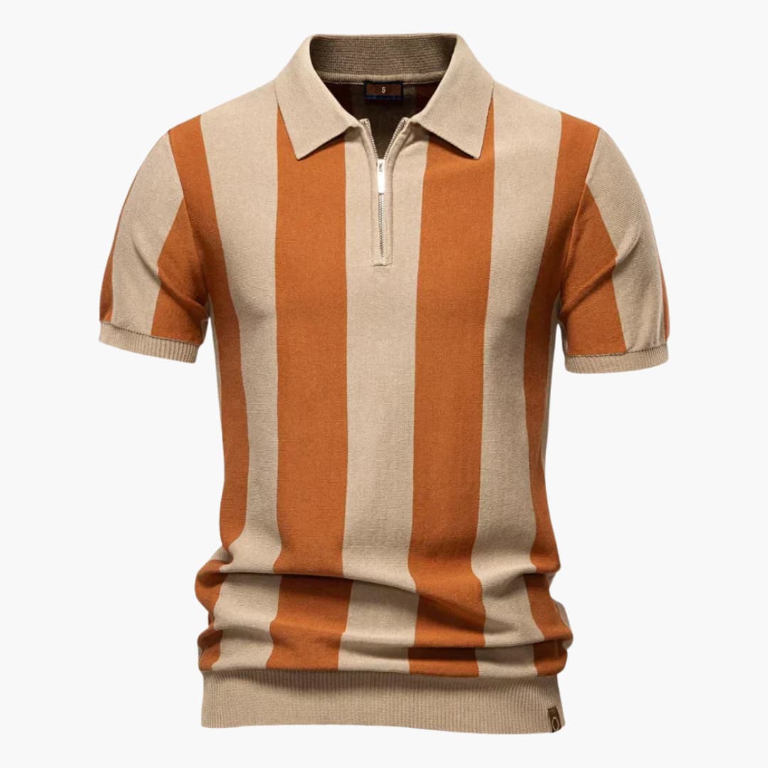 Herren Poloshirt | Gestreiftes Design | Reißverschluss | Sommer