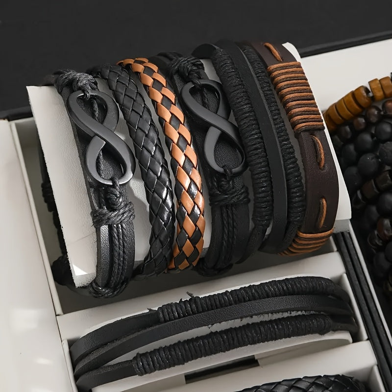 Herren Armband Set | Mehrlagig | Perlen Design | Mit Verschluss