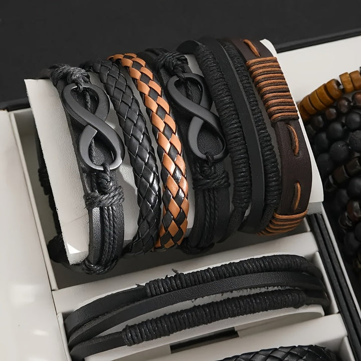 Herren Armband Set | Mehrlagig | Perlen Design | Mit Verschluss