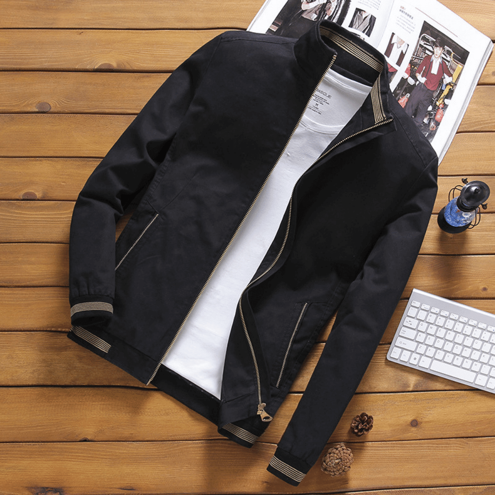 Herren Jacke | Slim Fit Baumwolle | Reißverschluss & Seitentaschen | Kurzes Modell