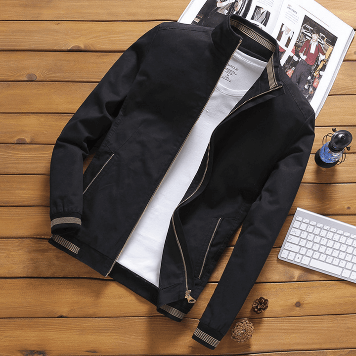 Herren Jacke | Slim Fit Baumwolle | Reißverschluss & Seitentaschen | Kurzes Modell