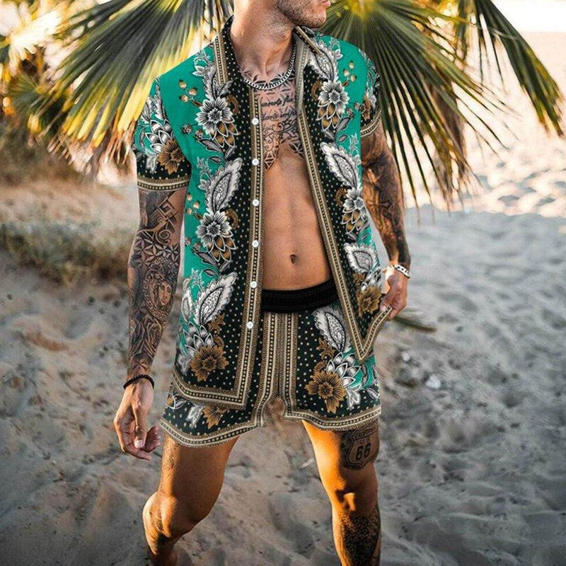 Herren Set | Oversized | Mit Knopfleiste | Sommer Oasis
