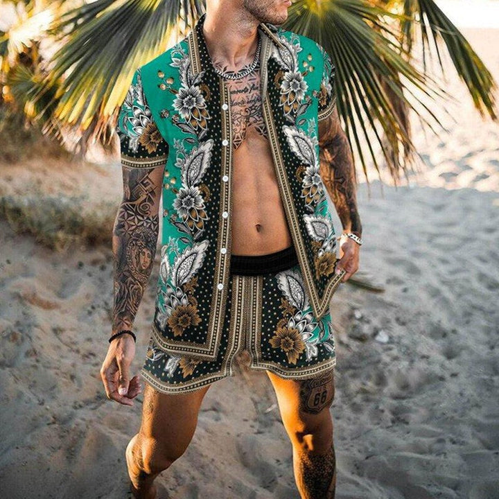 Herren Set | Oversized | Mit Knopfleiste | Sommer Oasis