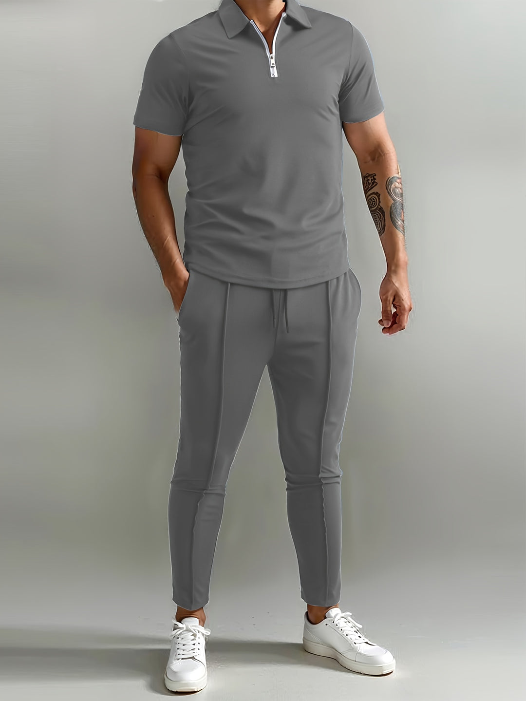 Herren Set | Slimfit | Mit Reißverschluss | Sommer Mono